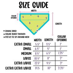 the size guide for a dog bandana