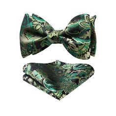 Floral Bow Tie & Pocket Square Sets - A-GREEN Floral Ties, Floral Bow Tie, Business Party, Valentines Day Birthday, Mens Neck Ties, Jacquard Weave, Tie And Pocket Square, Bow Ties, Pocket Square