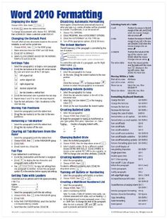 the word 2010 formatting guide is shown in blue and white, with text below it