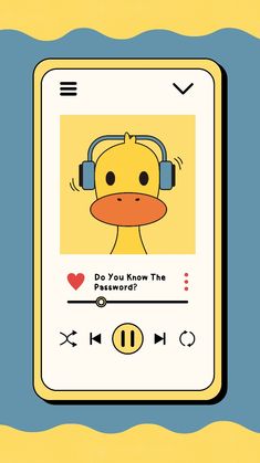 a cartoon duck with headphones is on the phone's screen and it says do you know the sound?