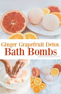 Ginger Grapefruit Detox Bath Bomb Recipe Diy Selfcare, Lovely Greens, Yoga Mat Spray, Ginger Bath, Homemade Spa, Natural Beauty Treatments, Detox Bath