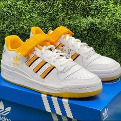 Brand New With Tags Never Used With Complete Box Adidas Originals Forum Low City Pack - Los Angeles Sneakers Men’s / Women’s Us Sizes Available: 8.5 Men’s = 9.5 Women’s 9 Men’s = 10 Women’s Sold 10 Men’s = 11 Women’s 10.5 Men’s = 11.5 Women’s 11 Men’s 11.5 Men’s Colorway: “Los Angeles” Cloud White / Yellow 100% Guaranteed Authentic Yellow Adidas Lace-up Sneakers, Sporty Yellow Low-top Skate Shoes, Yellow Athleisure Sneakers With Boost Midsole, Yellow Sneakers For Streetwear In Athleisure Style, Yellow Sneakers For Streetwear Athleisure, Yellow Athleisure Sneakers For Streetwear, Sporty Mustard Custom Sneakers For Streetwear, Yellow Athleisure Sneakers, Adidas Yellow Sneakers For Light Sports