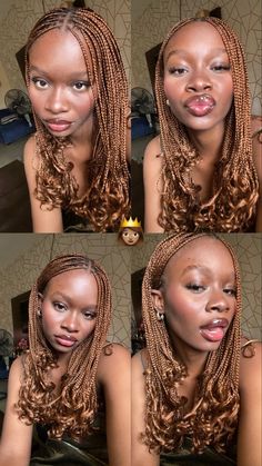 Moesha Inspired Braids, Ginger Brown Hair Black Women Braids, Short Braids Inspo For Black Women, Micro Box Braids Short, Shirt Braided Hairstyles, Moesha Layered Braids, Short Braids Aesthetic, Brown Mixed Colour Braids, Moesha Hairstyles Braids