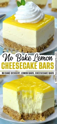 no - bake lemon cheesecake bars are the perfect dessert to serve at any party