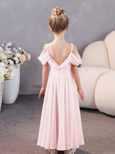 V-Neck Off The Shoulder Chiffon Junior Bridesmaid Dresses Jr Bridesmaid Dresses, Jr Bridesmaid, Junior Bridesmaid Dress, Chiffon Material, Junior Bridesmaid Dresses, Junior Bridesmaid, Pink Candy, Dusty Rose, Bridesmaid Dress