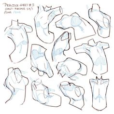 some sketches of clothes and shoes for the character's head, neck and shoulders