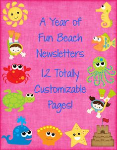 a year of fun beach newsprinters 12 totally customizable pages for kids