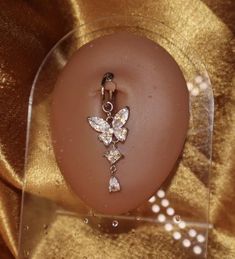 Dangle Butterfly Cubic Zircon Gem Belly Button Clip-On Jewelry - YoniDa'PunaniNose Cuff Butterfly Belly Button Piercing, Fake Belly Button Piercing, Bellybutton Piercings, Belly Button Piercing Jewelry, Belly Piercing Jewelry, Belly Jewelry