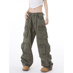 Unisex High Street Multi-Pocket Wide Leg Cargo Pants Fabric: Cotton+Polyester Size: S, M, L, XL, 2XL Multiple Color Selections: Army Green, Season: Spring, Fall, Winter Dance Pants Hip Hop, Sweat Shorts Men, Cargo Pants Outfit Women, Cargo Pants Outfits, Streetwear Pants, Dance Pants, Women Y2k, Style Cargo, Hip Hop Streetwear