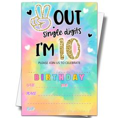 a colorful birthday card with the words,'i'm 10 '