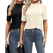 Business Casual Tops, Dressy Blouses, Short Sleeve Turtleneck, Mock Neck And T Shirt, Business Casual Top, Mock Neck Shirt, Basic Blouses, Womens Tops Dressy, Dressy Blouse