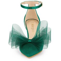 These beautiful bow-tie heels come in a flattering match-all color, bonus points for the glossy satin fabric finish, and sky-high stiletto heels that help you slip in easily with all your outfits. This pair of bow-tie heels has a satin upper and a stiletto heel to add a touch of height and style to your everyday look. The buckle closure allows you to adjust this pump to fit your ankle well. Tie Heels, Ankle Strap Chunky Heels, Chunky Heel Pumps, Bow Pumps, Womens Stilettos, Pumps Heels Stilettos, Closed Toe Shoes, Bow Heels, Kitten Heel Pumps