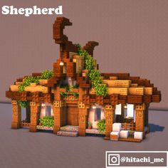 an image of a house made out of wood and plants on the roof, with text overlay that reads shepherd