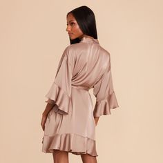 These gorgeous ruffle satin robes are perfect to get ready in. Availabke in Mocha. Equal parts sweet and flirty, these ruffled satin robes will make your bridal suite moment unforgettable. | Mocha Getting Ready Georgette Size XS/S | Birdy Grey Kenny Ruffle Satin Robe Bridal Robes Getting Ready, Satin Robes, Birdy Grey, Bridal Suite, Bridal Robes, Sleepwear & Loungewear, Birdy, Getting Ready, Get Ready