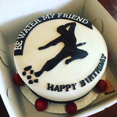 a birthday cake in a box with the words be whatever my friend is happy birthday