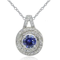 Wear the look of luxury and enjoy the vintage of elegance with this breathtaking 100 facets cubic zirconia necklace. The 100 facets transform the ordinary cubic zirconia stone into a brilliant jewel. This love knot necklace showcases a round blue violet CZ stone surrounded by smaller cubic zirconia stones and is crafted of platinum plated sterling silver. The total carat weight is 1.15ct. Product Details Metal Type sterling-silver Metal Stamp 925-sterling Weight 3.2GR Length 18IN Width 18.7MM He Sapphire Color Cubic Zirconia Fine Necklace, Sapphire Color Cubic Zirconia Fine Jewelry Necklace, Sapphire Cubic Zirconia Fine Jewelry Necklace, Sapphire Necklace With Diamond Cut Cubic Zirconia, Sapphire Necklace With Sparkling Stones For Anniversary, Elegant Birthstone Necklace With Lab-created Sapphire, Anniversary Necklace With Lab-created Sapphire Birthstone, Dazzling Necklace With Center Stone As Gift, Dazzling Sapphire Color Cubic Zirconia Necklace