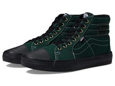 Vans BMX SK8-Hi 238 - Men's Shoes : Dakota Roche Green/Black : Ace every look wearing the Vans BMX SK8-Hi 238 Footwear. Textile upper. Textile lining and removable insole. Closed round-toe front. Lace-up closure. High-collar with stitch detail. Branding on footbed, tongue, side-panel and heel. Synthetic outsole. Imported. Weight of footwear is based on a single item, not a pair. Measurements: Weight: 1 lb Product measurements were taken using size 9, width D - Medium. Please note that measuremen Urban High-top Skate Shoes, Urban Mid-top Vans Skate Shoes, Vans Sk8 Hi Tactical Deacon, Vans Urban High-top Skate Shoes, Vans High-top Skate Shoes For Outdoor, Sk8 Hi, Wide Shoes, Mens Vans, High Collar