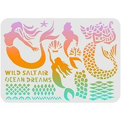 the sticker is designed to look like mermaids and seahorses, with different colors