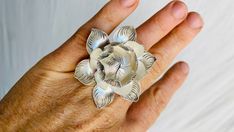 Silver Lotus Ring. Adjustable - Etsy Serbia Lotus Ring, Serbia, Cambridge, Statement Rings, Lotus, Ships, Ring, Silver