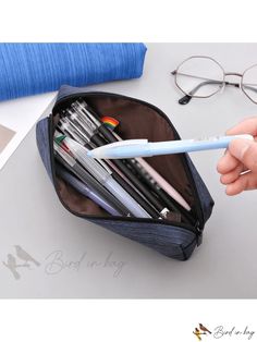 Bird in Bag - Lightweight Pencil Case Stationery Back To School Pencil-shaped Zipper Pouch, Blue Stationery Pen Holders For Study, Back To School Pencil Stationery, Back To School Stationery Pen Holders In Rectangular Case, Pencil Case Stationery, Bird In Bag, Blue Pattern, Pencil Case, Free Gifts