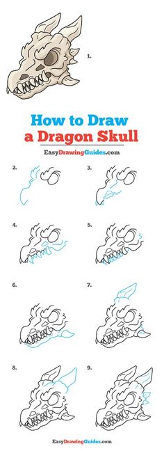 how to draw a dragon skull step by step drawing instructions for kids and beginners