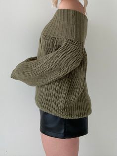 Details: Off the shoulder sweater Cable knit Thick knit Stretchy Size + Fit: Model is 5'4 Wearing size small Fabric + Care: 100% polyester Shipping + Return: Free US ground shipping on orders $100+ We offer free returns and a refund in the form of store credit with items not worn within 10 days of delivery For more info on returns visit our returns page Oversized Off-shoulder Fall Sweater, Fall Fitted Off-shoulder Sweater, Trendy Off-shoulder Ribbed Sweater, Ribbed Stretch Off-shoulder Sweater, Solid Stretch Off-shoulder Sweater, Winter Party Outfit, Off The Shoulder Sweater, Cold Weather Outfit, Neutral Fashion