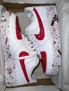 Custom airbrushed Nike Airforce 1s. Never worn and never touched the floor. Custom Red Hand Painted Sneakers For Streetwear, Hand Painted Red Custom Sneakers For Streetwear, Red Hand Painted Custom Sneakers For Streetwear, Red Hand Painted Sneakers For Streetwear, Custom Painted Shoes Nike, Airforce 1s, Custom Painted Shoes, Custom Airbrushing, Custom Nike