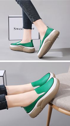 Xajzpa - Women Flats Loafers Breathable Moccasins Female Boat Shoes Fa – xajzpa Casual Green Closed Toe Slip-ons, Comfortable Green Slip-on Sneakers With Round Toe, Green Comfortable Flats With Round Toe, Casual Summer Platform Loafers, Casual Summer Platform Loafers With Round Toe, Spring Casual Slip-on Platform Loafers, Casual Slip-on Platform Loafers For Spring, Casual Closed Toe Platform Loafers, Casual Green Flats With Flat Heel