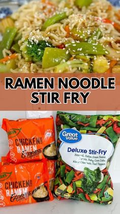 ramen noodle stir fry with broccoli and carrots