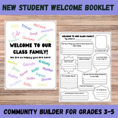 welcome to our class family poster with the text, community builder for grade 3 - 5