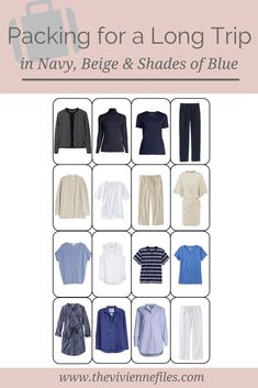 A Long Trip to Europe - in Navy, Beige and shades of blue - The Vivienne Files Packing Wardrobe, Capsule Wardrobe Casual, The Vivienne Files, Vivienne Files, Trip To Europe, Packing Guide, Fashion Capsule Wardrobe, Over 60 Fashion