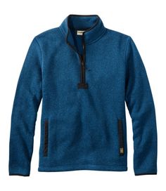 Our ultimate sweater fleece is more versatile than ever in this half-zip style. It's easy to get on and off, easy to layer and offered at an unbeatable price. Slightly Fitted: Relaxed through the chest and sleeve, with a slightly slimmer waist. Smooth, rugged sweater-knit exterior and soft, brushed interior for exceptional warmth and comfort. 100% recycled polyester. Machine wash and dry. Collar and cuffs are reinforced with jersey binding. Kangaroo pocket. Imported. Fit: Slightly Fitted | Men's Blue Half-zip Fleece Outerwear, Blue Fleece-lined Sweatshirt For Outdoor, Active Outfits, Marine Blue, Half Zip Pullover, Pullover Shirt, Slim Waist, Pullover Men, Mens Activewear