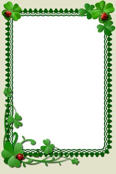 an irish frame with shamrock leaves and ladybugs