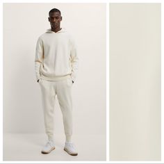 Nwt. Zara Man Cream Knit Jogging Pants With Adjustable Elastic Waistband, Front Pockets And Back Welt Pocket, Ribbed Cuffs. Size Xl. Ref. 5536/402. 1051. Casual Beige Sweatpants With Ribbed Cuffs, Casual Cream Knit Bottoms, Casual Beige Pants With Ribbed Cuffs, White Relaxed Fit Knit Bottoms, Cream Stretch Pants For Winter, Stretch Cream Pants For Winter, White Casual Knit Pants, Casual White Knit Pants, White Stretch Knit Pants