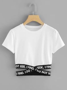 Crisscross Letter Tape Crop Top – kidenhome Collage Outfits, Stil Boho, Crop Top Outfits, Cute Crop Tops, Tween Outfits, Cropped Tops, White Crop, Girls Fashion Clothes, White Crop Top