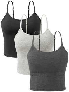 PRICES MAY VARY. ★COMFORTABLE FABRIC: This crop tank tops for women is mainly made of 95% cotton, 5% spandex, with good elasticity and breathability. The camisole with shelf bra to keep you comfortable during exercise or everyday wear. ★DESIGN FEATURES:Orrpally cotton crop tank tops is designed with adjustable spaghetti straps, the camisole has built in shelf bra that provides light support and makes it easier for you to wear. The basic camisole tank tops are designed with classic round neckline Cheap Black Tank Intimates, Cheap Seamless Cropped Camisole, Cheap Basic Bra-friendly Camisole, Black Seamless Camisole Bra, Black Camisole Crop Top With Built-in Bra, Basic Clothes, Spaghetti Strap Crop Top, Cotton Camisole, Vest Crop Top