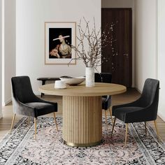 Chelsea Oak Wood 47" Round Dining Table – TOV Furniture Round Oak Dining Table, Round Dining Room Sets, Round Wood Dining Table, Round Dining Room, Apartment Decoration, Vacation Vibes, Pedestal Dining Table, Modway Furniture, Oak Dining Table