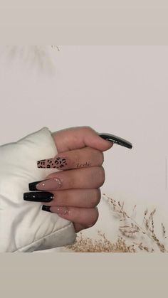 #black #leopard #french #nails #nailart #aesthetic #fashion #longnails 🖤 Cheetah And Black Nails, Black Cheetah Print Nails, Black Leopard Nails, Leopard French Nails, Nailart Aesthetic, Uñas Animal Print, Cheetah Print Nails, Black French Tips, Animal Print Nails Art