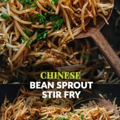 chinese bean sprout stir fry in a skillet