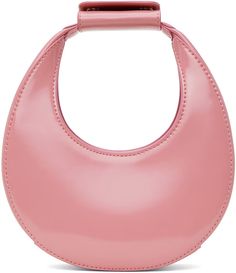 Staud: Pink Goodnight Moon Bag | SSENSE Staud Evening Bag With Top Handle, Staud Top Handle Evening Bag, Staud Evening Bags With Top Carry Handle, Staud Formal Bags With Top Carry Handle, Staud Formal Bag With Top Carry Handle, Elegant Pink Shoulder Bag With Round Handle, Staud Shoulder Bag With Round Handle For Shopping, Staud Evening Shoulder Bag With Top Carry Handle, Modern Staud Bag With Top Carry Handle