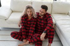 Red and black couple plaid pajamas are perfect for Christmas celebrations. The price is for one set (pants and shirt)! A couple of pajamas are a great gift for her or his, a young couple, newlyweds, a married couple, friends, for a New Year's photo session. MATERIAL 100% cotton Beautiful, lively, and resilient breathes naturally for year-round comfort whatever the weather. SIZE European size: S, M, L, XL, XXL, XXXL (in the photo see the table for pajama measurements). If you are not sure about t Couples Christmas Pajamas, Christmas Pajamas Matching, Plaid Pjs, Book Edits, Pajamas Matching, Couple Friends, Couples Christmas, Matching Family Christmas Pajamas, Couple Pajamas