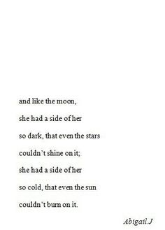 a poem written in black and white with an image of the moon above it, as if