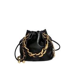 Black Leather Drawstring Pouch - Style Bags Trendy Drawstring Travel Bag, Versatile Satchel Bucket Bag For Evening, Luxury Bucket Bag With Mobile Phone Bag For Everyday, Luxury Bucket Bag With Mobile Phone Holder For Everyday, Chic Bucket Pouch With Detachable Strap, Chic Travel Pouch For Mobile Phone, Elegant Bucket Pouch For Travel, Elegant Bucket Travel Pouch, Elegant Bucket Pouch