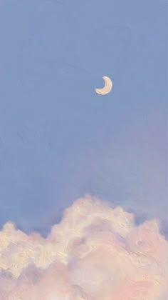 a painting of the moon and clouds with blue sky in the backgrounnd