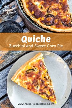 a slice of quiche and sweet corn pie on a plate