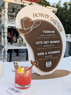 Beige and Brown drink menu with cowboy hat and fonts Country Party Theme Decorations, Rustic Bar For Wedding, Country Themed 40th Birthday Party, Ranch Rehearsal Dinner, Western Wedding Modern, Cowboy Cookout Party, Rehearsal Dinner Western Theme, Western Themed Engagement Party, May Western Wedding