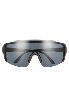 Bold angular frames bring edgy, avant-garde style to sport-ready sunglasses fitted with glare-reducing, color-enhancing ChromaPop lenses. Hydrophilic megol nosepads are adjustable, allowing you to create a comfortable, nonslip fit. Style Name:Smith Flywheel 160mm Chromapop Shield Sunglasses. Style Number: 5810051. Available in stores. Sunglasses Style, Shield Sunglasses, Avant Garde Fashion, Fit Style, Matte Black, To Create, Lenses, Nordstrom, Bring It On