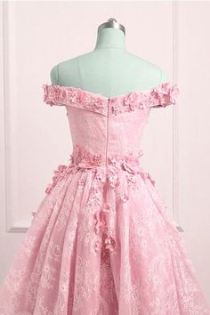 Lovely Lace Off Shoulder Pink Homecoming Dress, High Low Formal Dress – BeautyDressy A-line Lace Dress With Fitted Bodice, Fitted Lace A-line Dress, Pink Lace A-line Mini Dress, Pink A-line Dress With Fitted Bodice, Lace A-line Bridesmaid Dress, Homecoming Dresses High Low, High Low Dress Formal, Dress Sites, Dress High Low