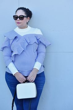 How To Build A Transitional Wardrobe Using Pieces You Already Have Via @GirlWithCurves #style #versatility #outfits #GirlWithCurves #GWCstyle 1 Versatile Layering Shrug, Layer Clothes, Turtleneck Under, Triathlon Clothing, Plus Size Chic, Purple Blush, Plus Size Tips, Staple Wardrobe Pieces, Plus Size Fall Outfit