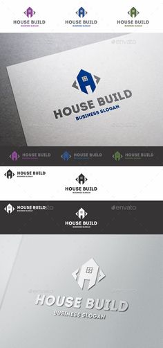 the house build logo is shown in three different colors